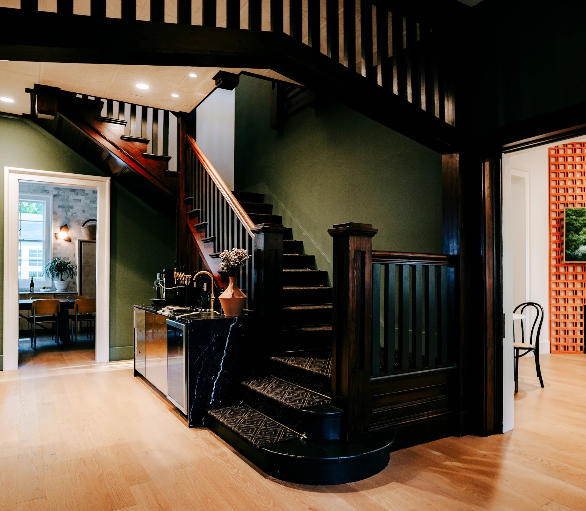 The entry staircase inside the house