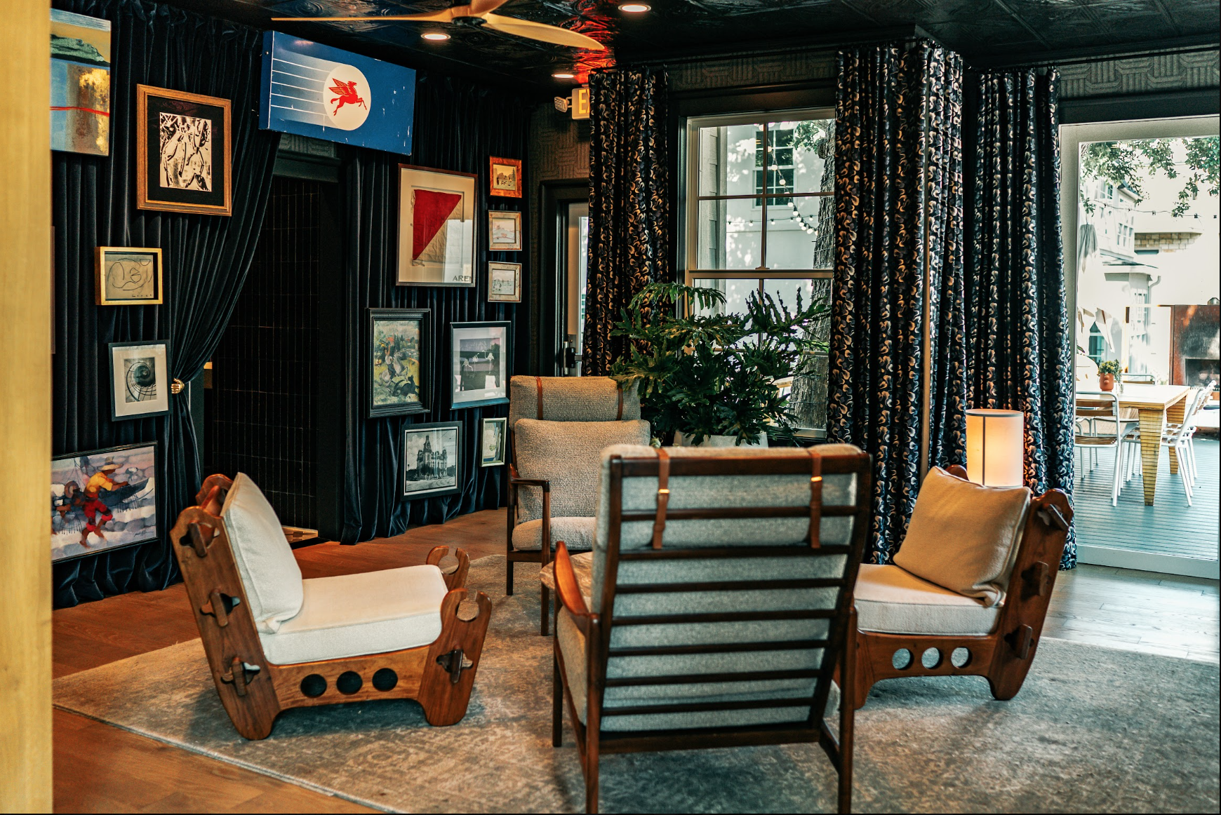 Interior of the historic house at Arena Commons, set for a private event